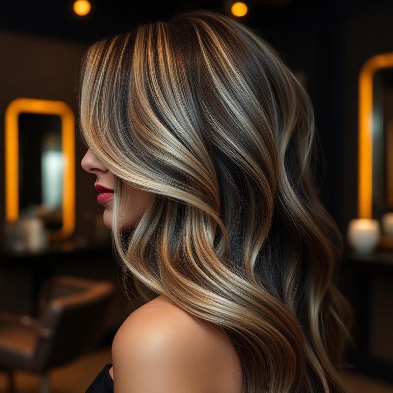 Balayage con mechas doradas